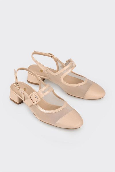 Elle Shoes Beige Women's Heeled Shoes