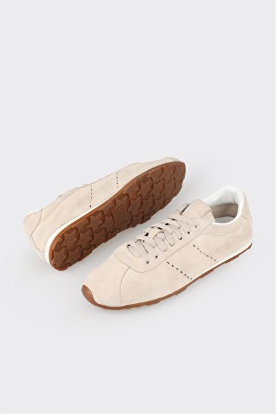 Elle Shoes Ecru Leather Women's Sports Shoes