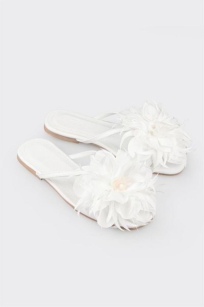 Elle Shoes White Women's Flat Slippers