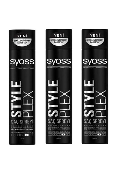 Syoss Style Plex Saç Spreyi Saç Şekillendirici 400 ml x 3 Adet