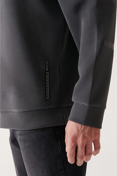 Avva Ανδρικό φούτερ με κουκούλα ανθρακί Soft Touch A22y1270