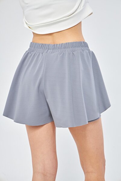 Chandraswear Gray Women's Sports Shorts - 2-Layer Flared Skirt, Leggings with Shorts 2in1 - Rane