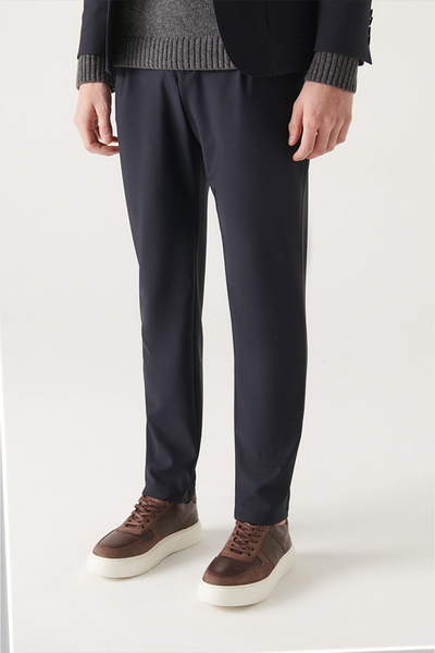 Avva Navy Blue Men's Suit and Trousers - Water Repellent Fabric A22Y3007