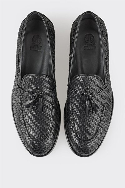 Elle Shoes Черни кожени мъжки мокасини