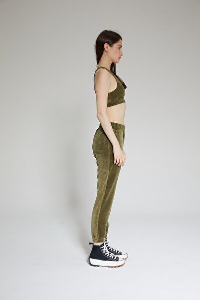 Chandraswear Khaki Women's Velvet Jogger Pants - Valet