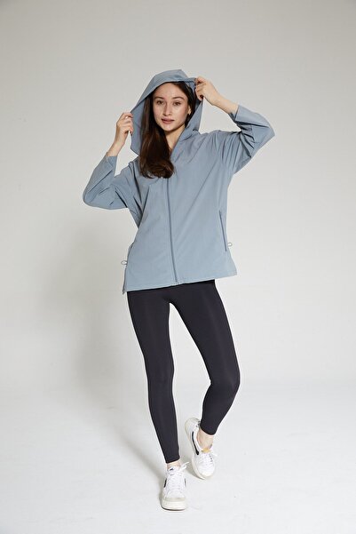 Chandraswear Women's Blue Zippered Hooded Raincoat - Gain