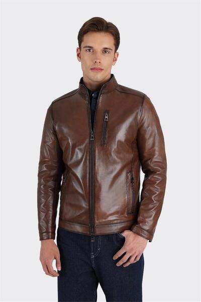 Elle Shoes Taba Deri Erkek Ceket