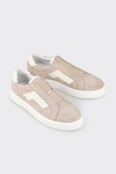 Elle Shoes Beige Leather Men's Sports Shoes