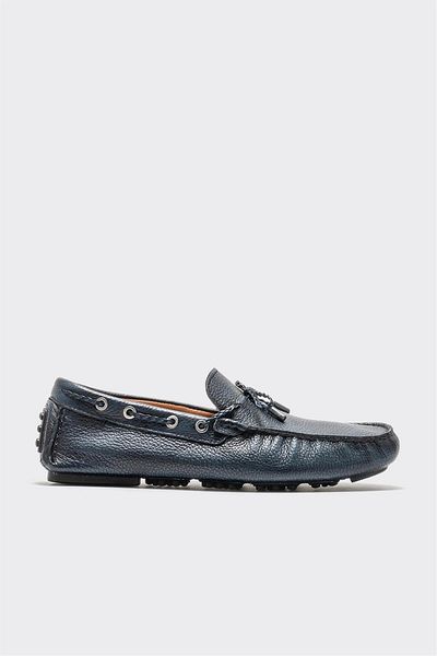 Elle Shoes Navy Blue Leather Men's Casual Shoes