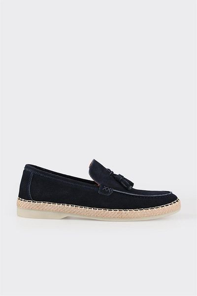 Elle Shoes Navy Blue Leather Men's Espadrille