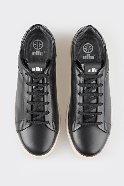 Elle Shoes Μαύρα δερμάτινα ανδρικά αθλητικά παπούτσια