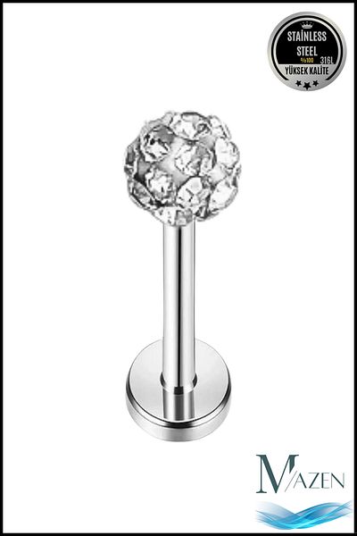MAZEN Stainless Tarnish Stainless Surgical Steel Zircon Stone Cartilage Lip Nose Tragus Piercing (white)