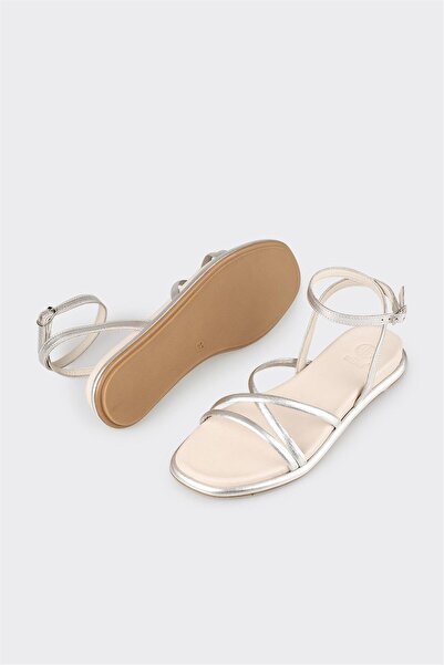 Elle Shoes Lame Leather Women's Flat Sandals