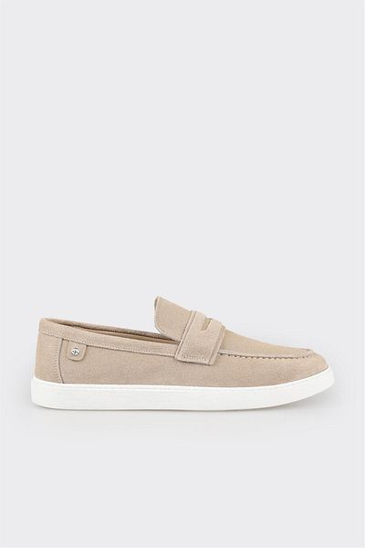 Elle Shoes Beige Leather Men's Loafer