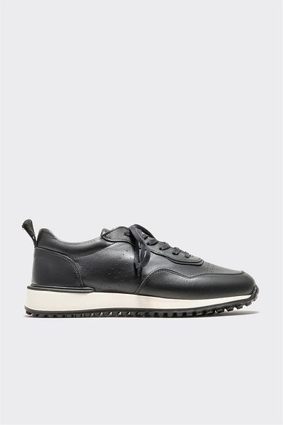 Elle Shoes Black Leather Men's Sports Shoes