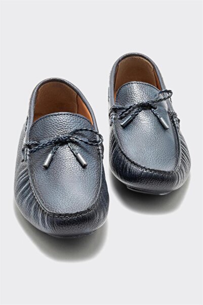 Elle Shoes Navy Blue Leather Men's Casual Shoes 24Y