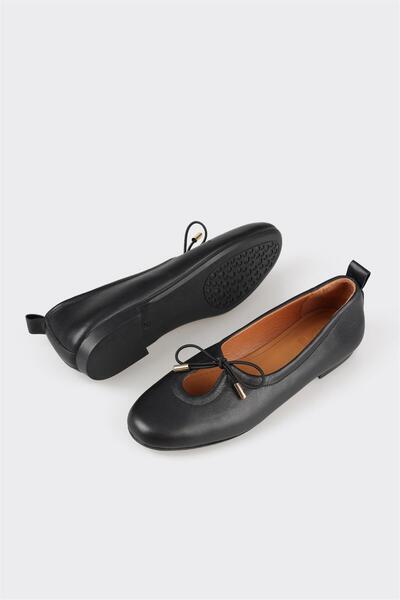 Elle Shoes Černé kožené dámské baleríny