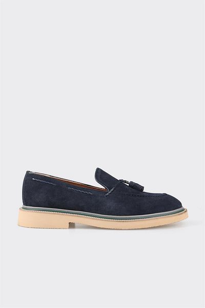 Elle Shoes Navy Blue Leather Men's Casual Shoes