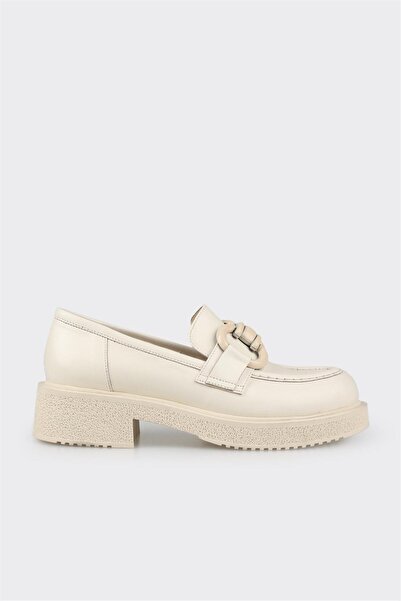 Elle Shoes Bej Deri Kadın Loafer