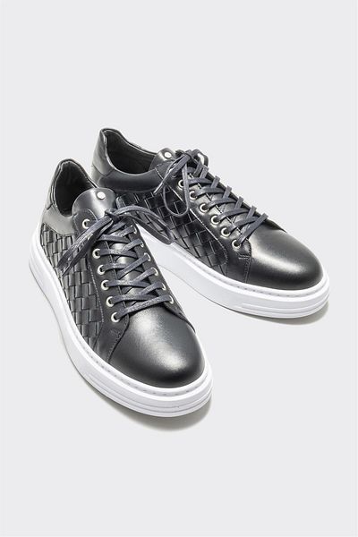 Elle Shoes Black Leather Men's Sports Shoes
