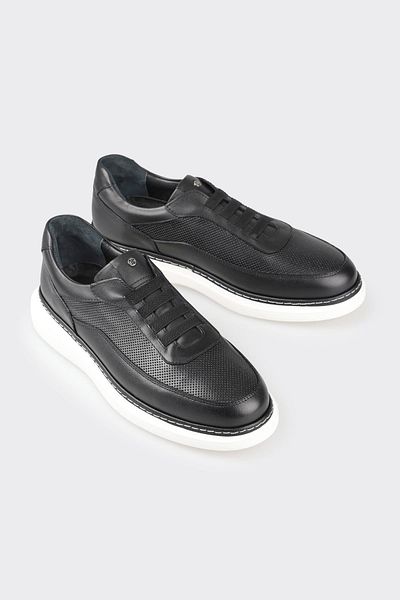 Elle Shoes Black Leather Men's Casual Shoes