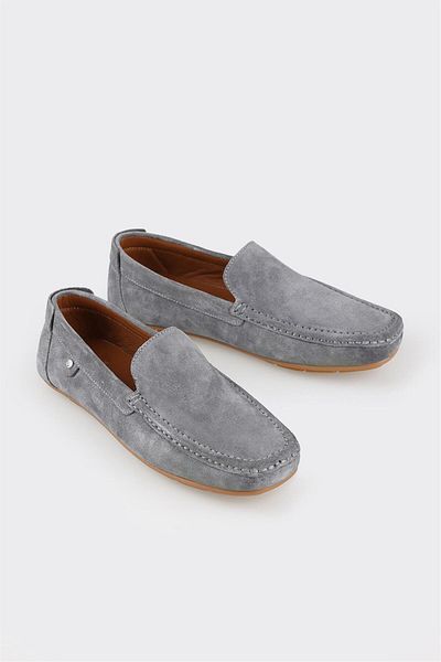 Elle Shoes Gray Leather Men's Casual Shoes