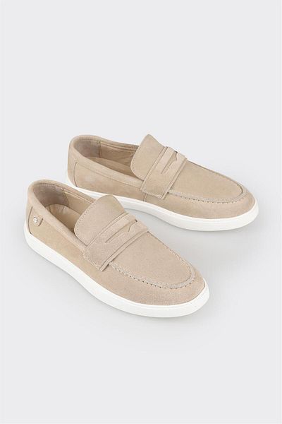 Elle Shoes Beige Leather Men's Loafer