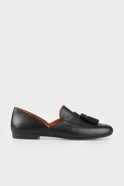 Elle Shoes Black Leather Women's Loafer