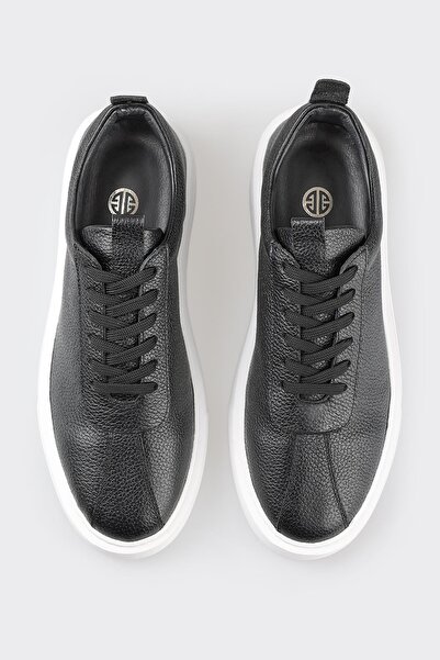 Elle Shoes Black Leather Men's Sports Shoes