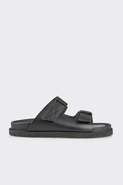 Elle Shoes Siyah Deri Erkek Terlik