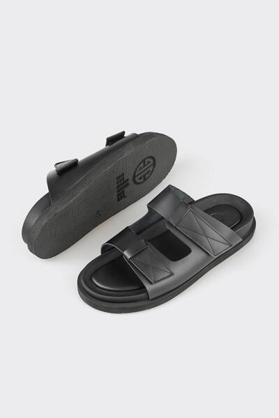 Elle Shoes Siyah Deri Erkek Terlik