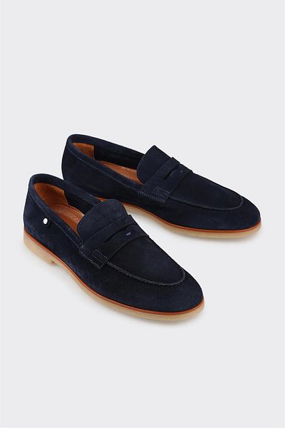 Elle Shoes Navy Blue Leather Men's Loafer
