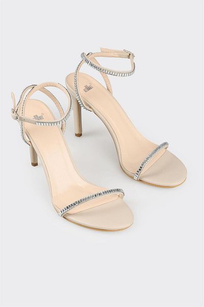Elle Shoes Beige Women's Heeled Sandals