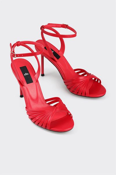 Elle Shoes Red Women's Heeled Sandals