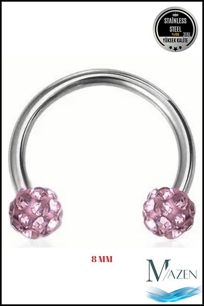 MAZEN Zircon Stone Piercing |   8mm Lilac |   Non-Tarnish Steel |   Cartilage Tragus Lip |   Double Ball