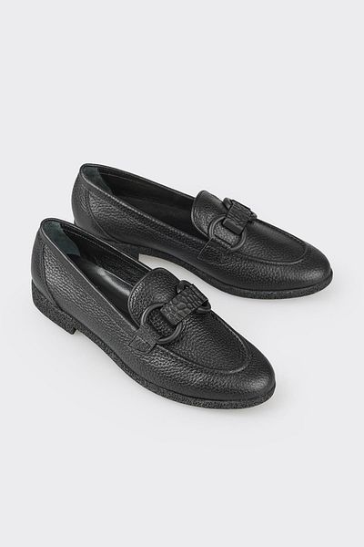 Elle Shoes Black Leather Women's Loafer