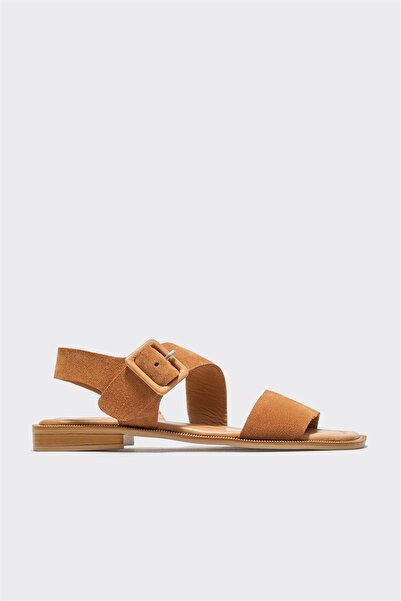 Elle Shoes Taba Deri Kadın Düz Sandalet