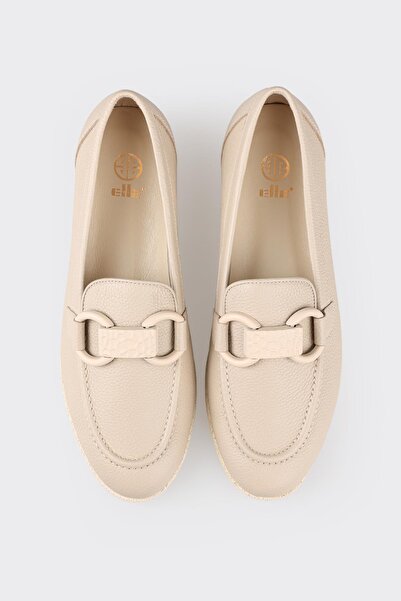 Elle Shoes Bej Deri Kadın Loafer