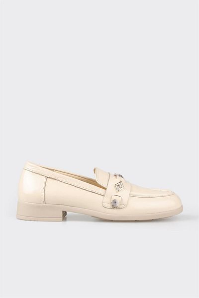 Elle Shoes Beige Leather Women's Loafer