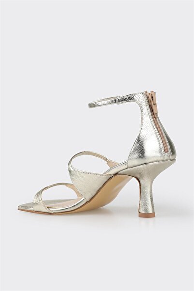 Elle Shoes Gold Deri Kadın Topuklu Sandalet