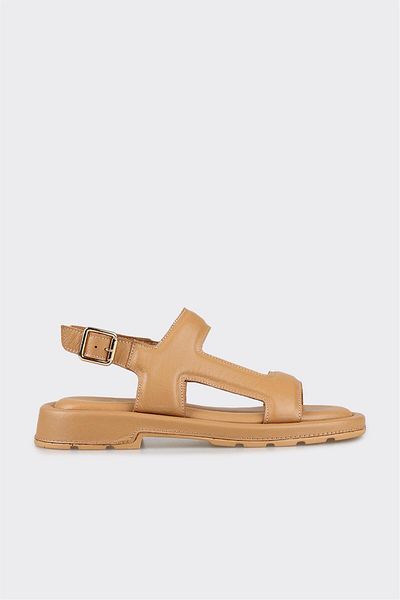 Elle Shoes Natural Leather Women's Flat Sandals