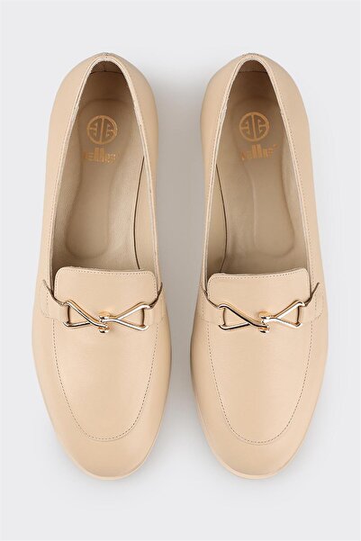 Elle Shoes Bej Deri Kadın Loafer