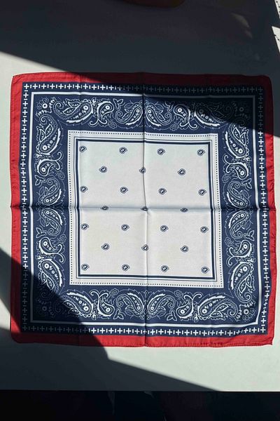 keisy Multicolored Bandana Scarf with Red Border