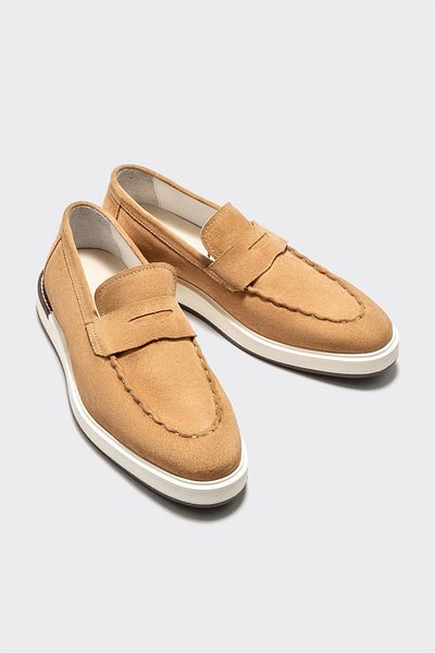 Elle Shoes Camel Leather Men's Loafer