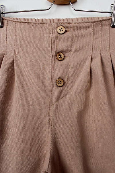 ESİLA KİDS Girl's High Waist Buttoned Gabardine Fabric Pants Comfortable and Stylish Design 9-14 Years Old