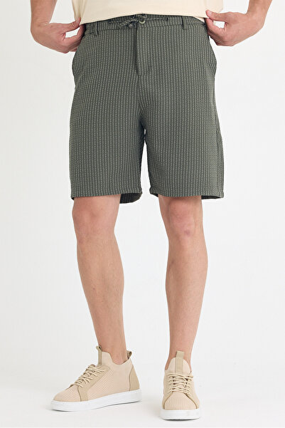gothamvibes Men's Khaki Striped Shorts