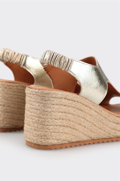 Elle Shoes Gold Deri Kadın Espadril
