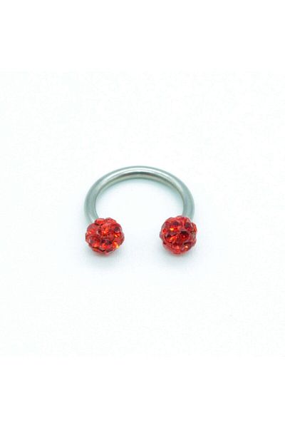 MAZEN Zircon Stone Piercing |   8mm Red |   Non-Tarnish Steel |   Cartilage Tragus Lip |   Double Ball