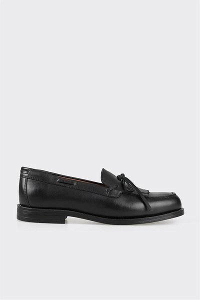 Elle Shoes Black Leather Women's Loafer