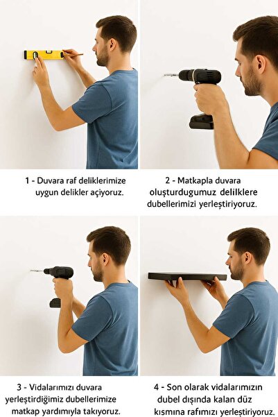 yankı-byeg 40 Cm Mat Siyah Mdf Uçan Duvar Rafı Gizli Bağlantı Kitaplık Ahşap